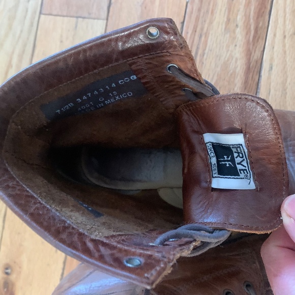 The Frye Company Erin Lug Work Boot in Cognac - Picture 4 of 12